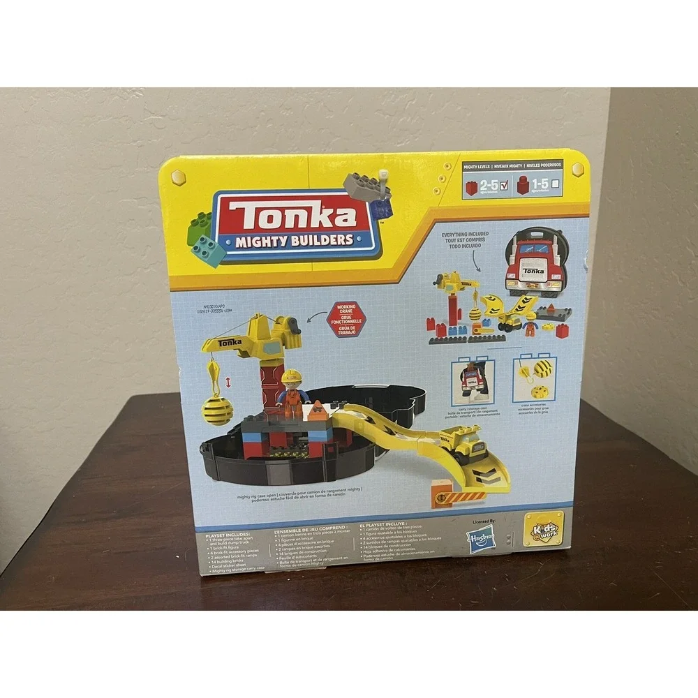 Tonka Mighty Builders Rig Case Brick Construction Playset 25 Blocks Truck Crane